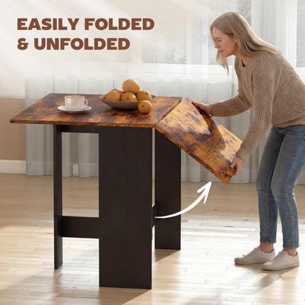 Folding Dining Table, Space-Saving Drop Leaf Kitchen Table for 4-6 People Rustic Brown