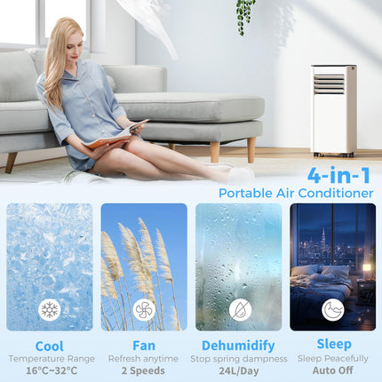 Portable Air Conditioner 9000 BTU, 4-in-1 AC Unit with Cool, Dehumidifier, Fan,