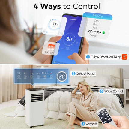 Portable Air Conditioner 9000 BTU, 4-in-1 AC Unit with Cool, Dehumidifier, Fan,