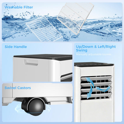 Portable Air Conditioner 9000 BTU, 4-in-1 AC Unit with Cool, Dehumidifier, Fan,