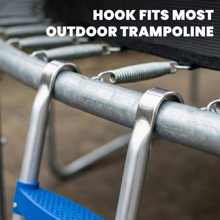 Trampoline Ladder, 3-Steps with Horizontal Wide Steps, Universal Hook, Galvanised Steel Frame, 150kg Load Capacity