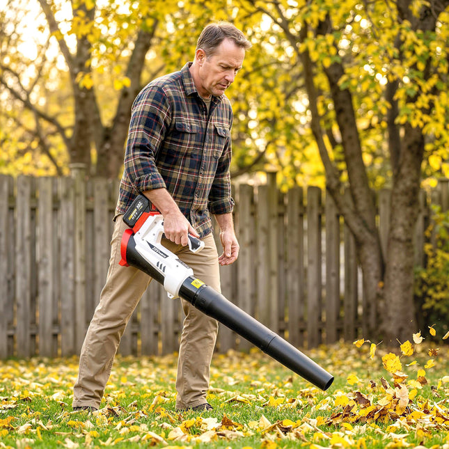 Leaf Blower Cordless with 4000mAh Battery & Charger, 18V Lightweight Handheld Garden Blower with 6 Speed Levels