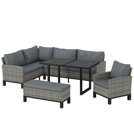 9 Seater Rattan Garden Furniture Corner Sofa Set, Outdoor Dining Set with Faux W