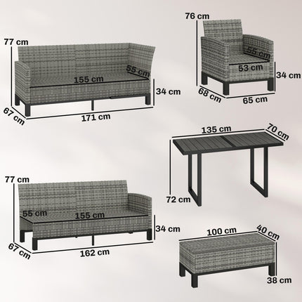 9 Seater Rattan Garden Furniture Corner Sofa Set, Outdoor Dining Set with Faux W