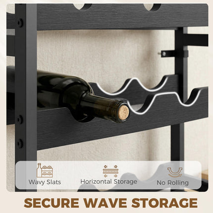 Wine Rack Freestanding Industrial Liquor Cabinet 5-Tier 20 Bottles Bar Stand with Adjustable Feet, Black