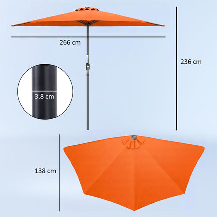 Half Round Parasol Umbrella - Orange