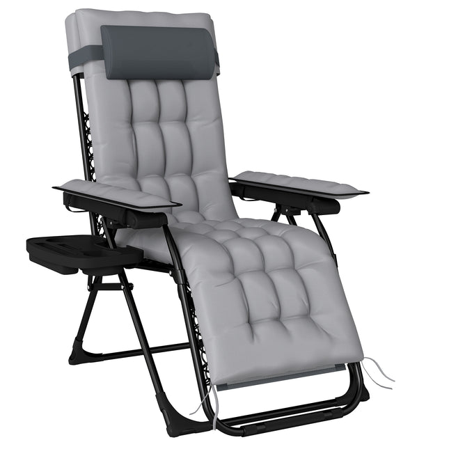 Zero Gravity Chair, Folding Sun Lounger Reclining Garden Chair with Arm Pads, Cu