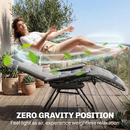 Zero Gravity Chair, Folding Sun Lounger Reclining Garden Chair with Arm Pads, Cu