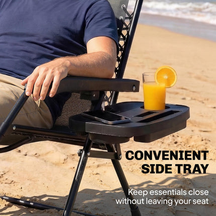 Zero Gravity Chair, Folding Sun Lounger Reclining Garden Chair with Arm Pads, Cu