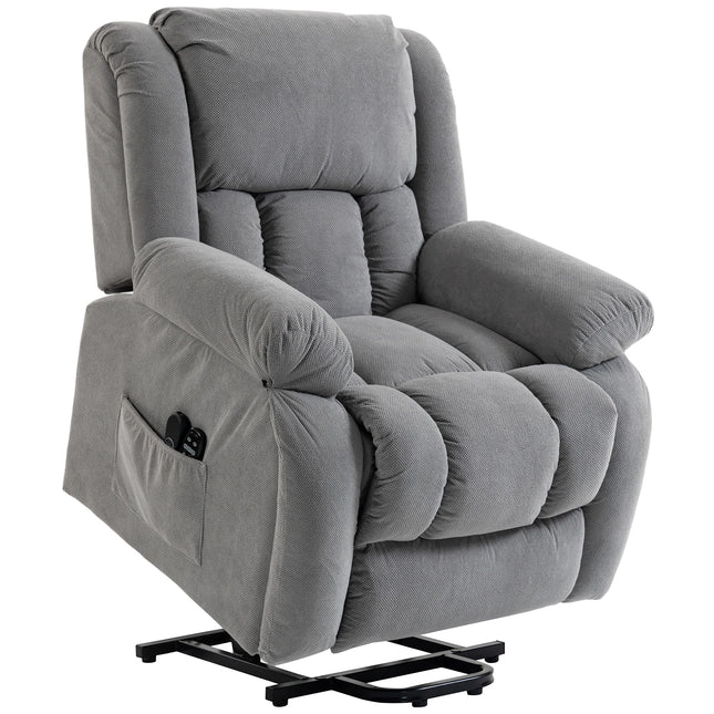 Recliner Armchair Lift Chair, Electric Recliner Chair with Vibration Massage and Heat, Wide Seat, USB Port, Light Grey
