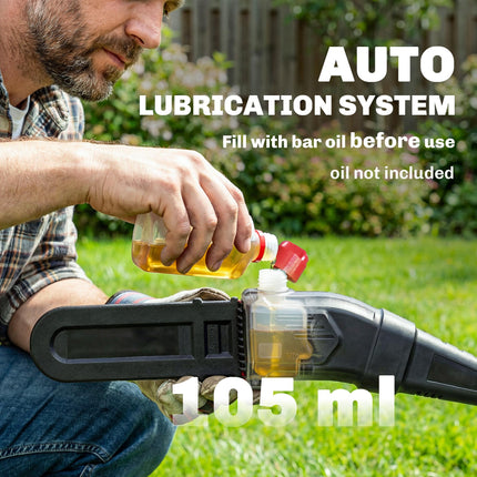18V 8" Cordless Pole Chainsaw, 1.94m/2.56m Electric Chainsaw with 2 x 4.0Ah Batteries, Charger, Auto Lubrication