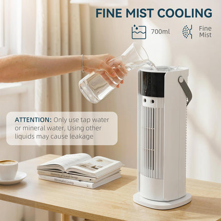Tower Fan for Bedroom, 16 Inch Mist Desktop Fan with DC Motor, 3 Speeds, 90° Oscillation, 10H Timer, for Home Office