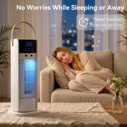 Tower Fan for Bedroom, 16 Inch Mist Desktop Fan with DC Motor, 3 Speeds, 90° Oscillation, 10H Timer, for Home Office
