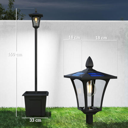Garden Solar Lamp Post Light, Waterproof LED Solar Light Post with Planter, Blac