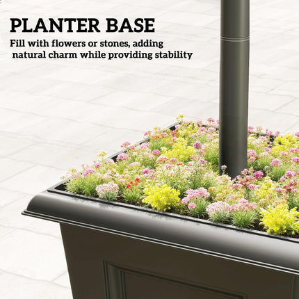 Garden Solar Lamp Post Light, Waterproof LED Solar Light Post with Planter, Blac