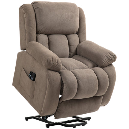 Riser Recliner Armchair with 8 Vibration Massage and Lumbar Heater, Wide Seat, USB Port, Light Brown