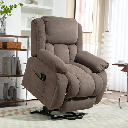 Riser Recliner Armchair with 8 Vibration Massage and Lumbar Heater, Wide Seat, USB Port, Light Brown