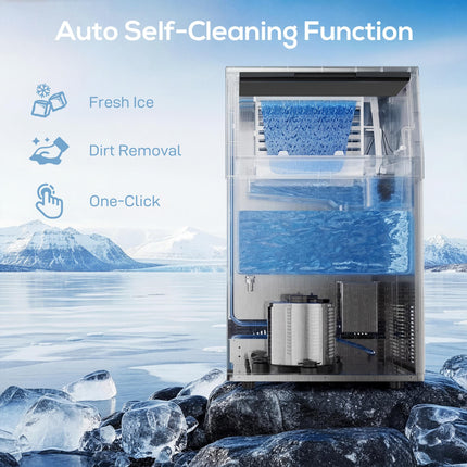 Commercial Ice Maker Machine, 36kg/24H Stainless Steel Under Counter or Freestanding Ice Machine, Silver
