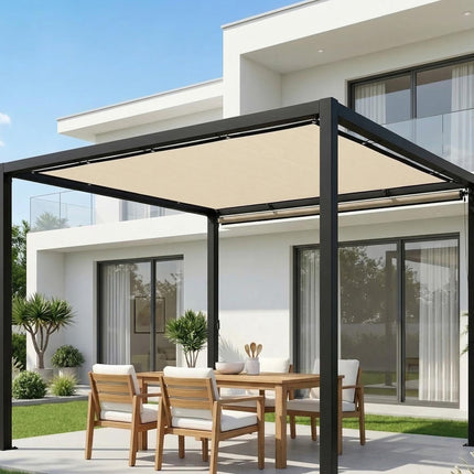 Sun Shade Sail UV Protection Canopy with Stainless Steel Eyelets for Patio Garden 3 x 3.6 m Beige