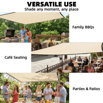 Sun Shade Sail UV Protection Canopy with Stainless Steel Eyelets for Patio Garden 3 x 3.6 m Beige