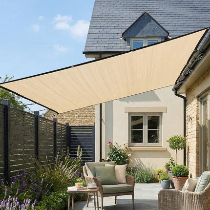 Sun Shade Sail UV Protection Canopy with Stainless Steel Eyelets for Patio Garden 3 x 3.6 m Beige
