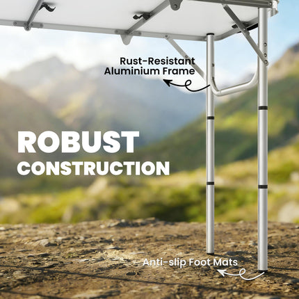 3ft Folding Camping Table, Picnic Table with Mesh Storage Layer, Carrying Bag and Metal Frame, Cream White