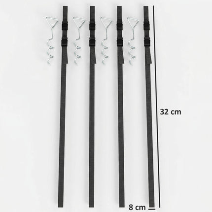 4Pcs Trampoline Anchor Kit, 32 cm Galvanised Trampoline Stakes, Spiral Ground Anchors with Triangle Head, Straps