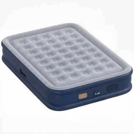 Inflatable Mattress, Double Air Bed with Built-in Electric Pump, 3 Mins Inflation, Flocked Surface, Grey