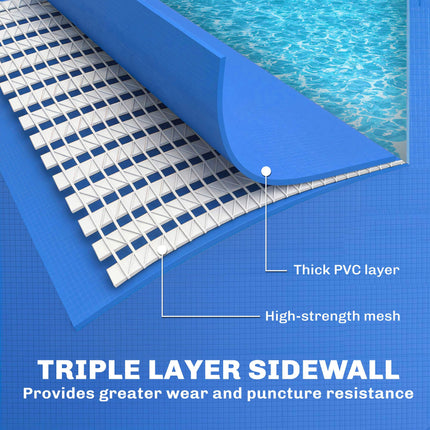 Metal Frame Swimming Pool, Rectangular Above Ground Frame Pool with Repair Patch, 229 x 160 x 43 cm, Blue