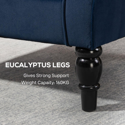 Wingback Accent Chair, Retro Upholstered Button Tufted Occasional Chair for Living Room and Bedroom, Dark Blue