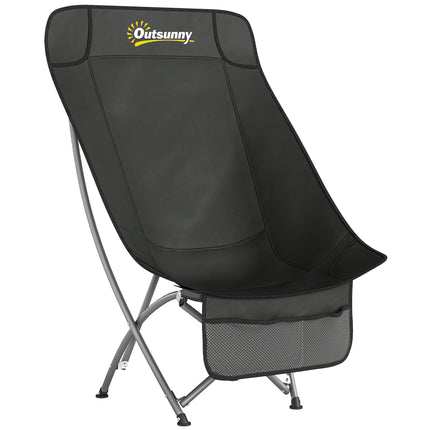 Camping Chair for Adults Heavy Duty Folding Camp Chair with Side Pocket and Carry Bag Black