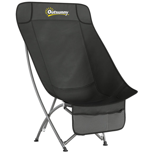 Camping Chair for Adults Heavy Duty Folding Camp Chair with Side Pocket and Carry Bag Black