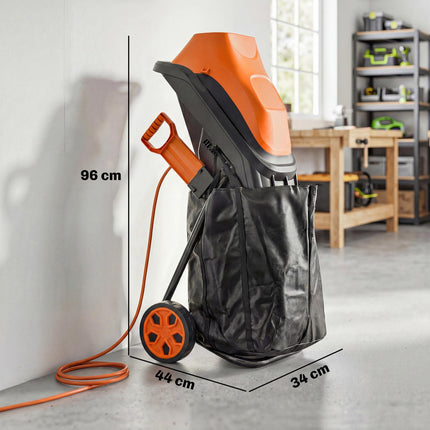 2500W Electric Wood Chipper, Corded Wood Mulcher Shredder with 45L Collection Bag, 4300RPM, 44mm Cutting Diameter