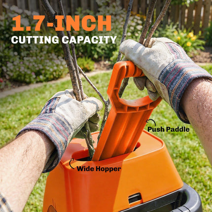 2500W Electric Wood Chipper, Corded Wood Mulcher Shredder with 45L Collection Bag, 4300RPM, 44mm Cutting Diameter