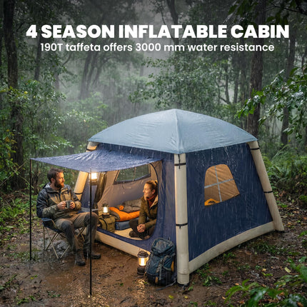 Inflatable Camping Tent w/ Hand Pump, Easy Setup 1/2 Person Blow Up Tent, Dark Blue