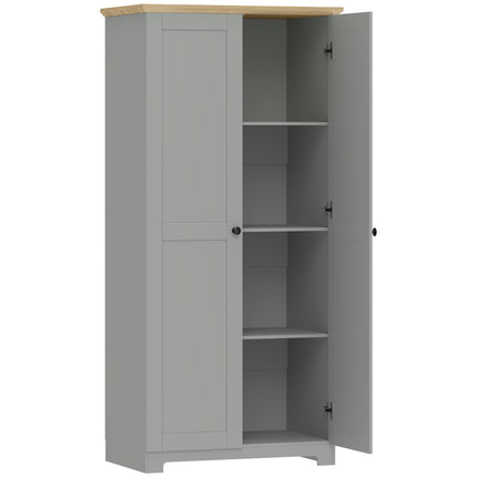 Kitchen Cupboard, 172cm Freestanding Storage Cabinet with Doors and Shelves, Grey