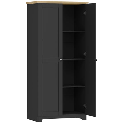 Kitchen Cupboard, 172cm Freestanding Storage Cabinet with Doors and Shelves, Black