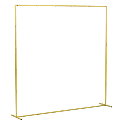 Wedding Arch Backdrop Stand, Square Metal Arch Frame with U-shaped Stakes, Gold Wedding Arch, 6.6