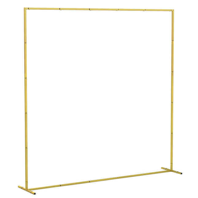 Wedding Arch Backdrop Stand, Square Metal Arch Frame with U-shaped Stakes, Gold Wedding Arch, 6.6