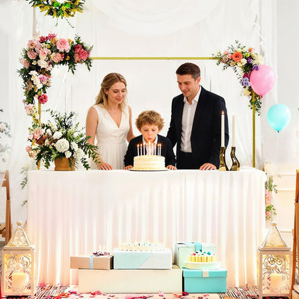 Wedding Arch Backdrop Stand, Square Metal Arch Frame with U-shaped Stakes, Gold Wedding Arch, 6.6