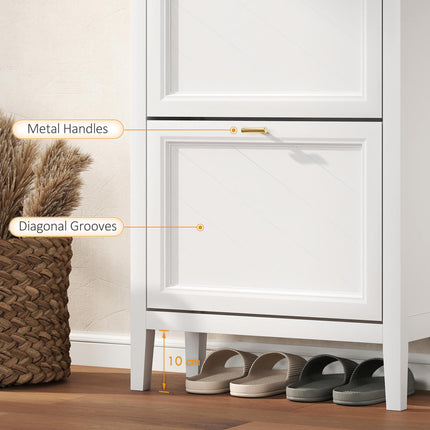 Shoe Cabinet with 2 Flip Drawers, Farmhouse Narrow Shoe Storage Cabinet with Adj