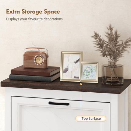 Shoe Cabinet with 2 Flip Drawers, Farmhouse Narrow Shoe Storage Cabinet with Adj
