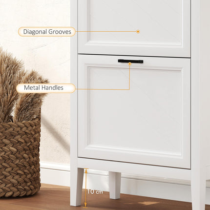Shoe Cabinet with 2 Flip Drawers, Farmhouse Narrow Shoe Storage Cabinet with Adj
