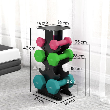 Hex Dumbbells Set with Dumbbell Rack, Non Slip Hand Weights for Home Gym Strength Training, 2 x 1kg, 2 x 3kg, 2 x 5kg