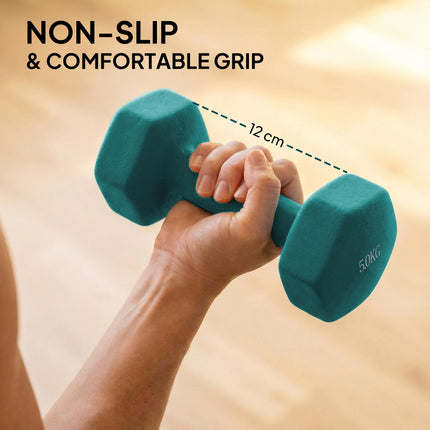 Hex Dumbbells Set with Dumbbell Rack, Non Slip Hand Weights for Home Gym Strength Training, 2 x 1kg, 2 x 3kg, 2 x 5kg