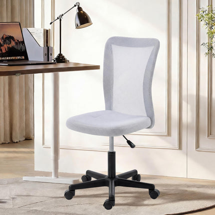Mesh Office Chair Armless Swivel Executive Computer Desk Chair Adjustable Height Wheels White