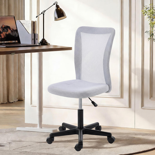 Mesh Office Chair Armless Swivel Executive Computer Desk Chair Adjustable Height Wheels White