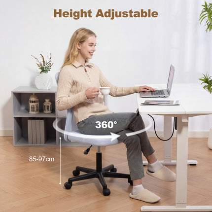 Mesh Office Chair Armless Swivel Executive Computer Desk Chair Adjustable Height Wheels White