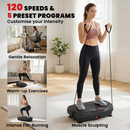 Vibration Plate Exercise Machine with 120 Speed Levels, 5 Programs, Quiet Vibrat