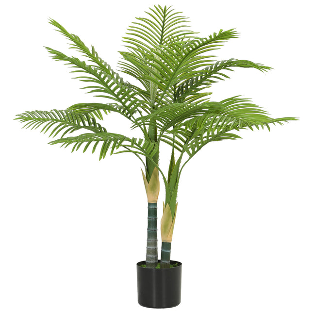 Artificial Palm Tree with 14 PEVA Leaves, 120cm Decorative Artificial Plant with Pot and Moss Effect, Green